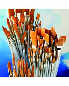 Student Silver Handled Round Synthetic Watercolour Brush Bulk Pack