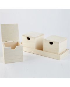 Wooden Boxes in a Tray. Per set