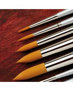 Student Short Silver Handled Synthetic Round Brushes