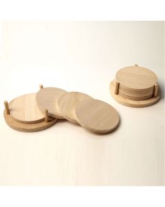 Four Wooden Coasters & Stand Pack
