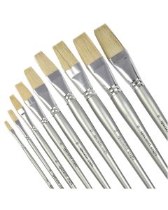 Student Short Silver Handled Flat Hog Brush Bulk Pack