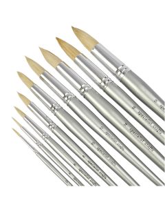 Student Short Silver Handled Round Hog Brush Bulk Pack