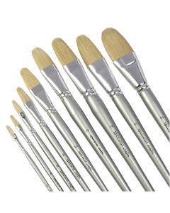 Student Short Silver Handled Filbert Hog Brush Bulk Pack