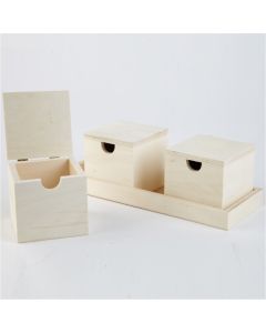 Wooden Boxes in Tray Set