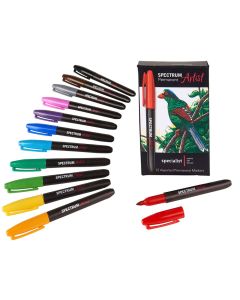 Spectrum Artist Permanent Colour Markers - Assorted. Pack of 12