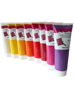 Specialist Crafts Premium Block Printing Watercolours 250ml - Assortment. Pack of 17