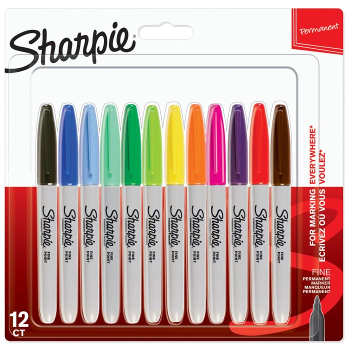 Sharpie Fine Point Permanent Marker - Fine Marker Point - Blue, Black,  Green, Red Oil Based Ink - 4 / Pack