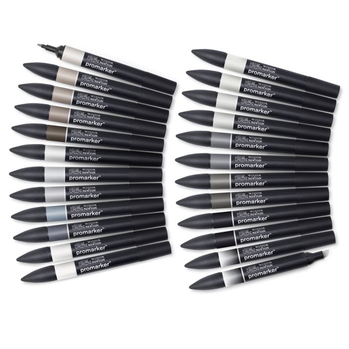 Winsor & Newton ProMarkers Black & Greys. Pack of 24