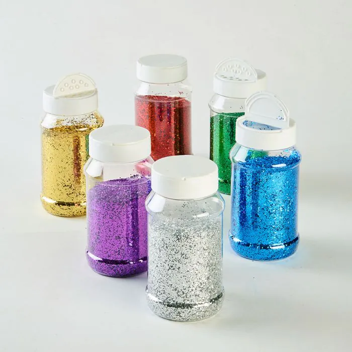 Specialist Crafts Large Glitter Tub Assortment. Pack of 6